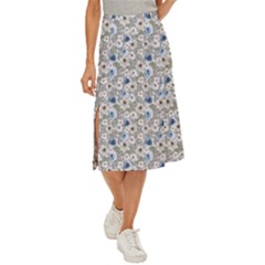 Grey Roses Midi Panel Skirt by DinkovaArt
