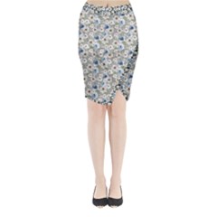 Roses Grey Roses Midi Wrap Pencil Skirt by DinkovaArt