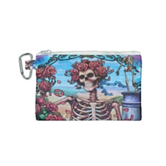 Grateful Dead Hippie Peace Roses Rock Music Legend Canvas Cosmetic Bag (small) by Tsamara