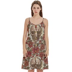 Skull And Roses Flowee Flora Floral Patterns Pattern Women s Spaghetti Strap Pullover Cami Dress by Tsamara