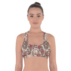 Skull And Roses Flowee Flora Floral Patterns Pattern Cross Back Sports Bra by Tsamara