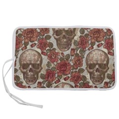 Skull And Roses Flowee Flora Floral Patterns Pattern Pen Storage Case (s) by Tsamara