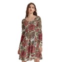 Skull And Roses Flowee Flora Floral Patterns Pattern Long Sleeve Knee Length Skater Dress With Pockets View3