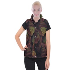 Leaves Plant Contrast Carved Nature Women s Button Up Vest by Tsamara