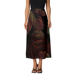 Leaves Plant Contrast Carved Nature Classic Midi Chiffon Skirt by Tsamara