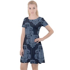 Dr Who Tardis Pattern Cap Sleeve Velour Dress  by Tsamara