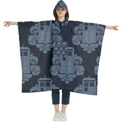 Dr Who Tardis Pattern Women s Hooded Rain Ponchos by Tsamara