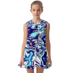 Trippy Dippy Bears Blue Dancing Greatful Dead Skull Steal Your Face Kids  Pilgrim Collar Ruffle Hem Dress by Salmanaz77