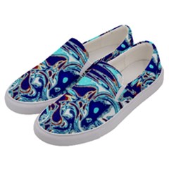 Trippy Dippy Bears Blue Dancing Greatful Dead Skull Steal Your Face Men s Canvas Slip Ons by Salmanaz77