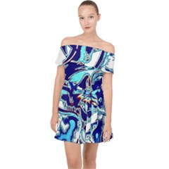 Trippy Dippy Bears Blue Dancing Greatful Dead Skull Steal Your Face Off Shoulder Chiffon Dress by Salmanaz77