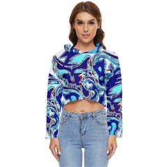 Trippy Dippy Bears Blue Dancing Greatful Dead Skull Steal Your Face Women s Lightweight Cropped Hoodie by Salmanaz77