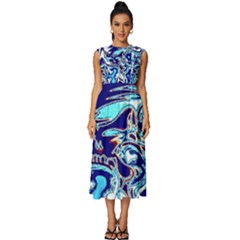 Trippy Dippy Bears Blue Dancing Greatful Dead Skull Steal Your Face Sleeveless Round Neck Midi Dress by Salmanaz77