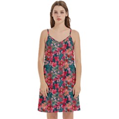 Red Flowers 2 Mini Camis Dress With Pockets by DinkovaArt