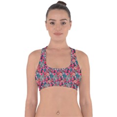 Red Flowers 2 Cross Back Hipster Bikini Top  by DinkovaArt