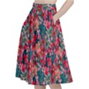 Red Flowers 2 A-Line Full Circle Midi Skirt With Pocket View2