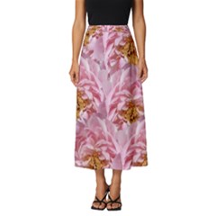 Peonies Nature Bloom Blossom Pink Classic Midi Chiffon Skirt by Tsamara