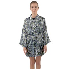 Green Leaves Long Sleeve Satin Kimono by DinkovaArt