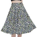 Green Leaves A-Line Full Circle Midi Skirt With Pocket View1