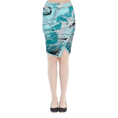 Fluid Turquoise Midi Wrap Pencil Skirt by DinkovaArt