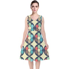 Circles Round Pattern Sphere Ball V-neck Midi Sleeveless Dress  by Sabxi