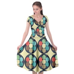 Circles Round Pattern Sphere Ball Cap Sleeve Wrap Front Dress by Sabxi