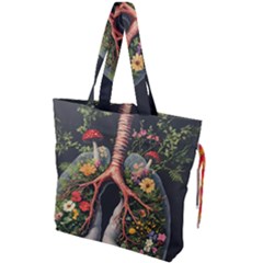 Lungs Health Drawstring Tote Bag by Sabxi