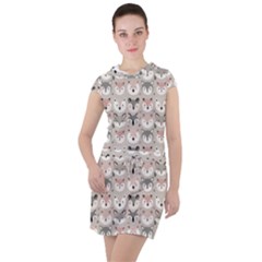 Cute Animals Drawstring Hooded Dress by DinkovaArt