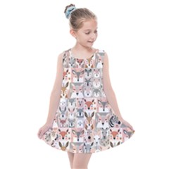 Mix Animal Faces Kids  Summer Dress by DinkovaArt