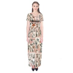 Mix Animals Short Sleeve Maxi Dress by DinkovaArt