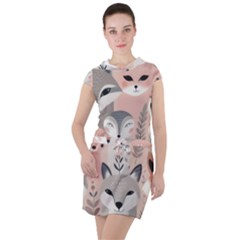 Fox Drawstring Hooded Dress by DinkovaArt