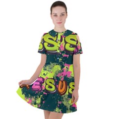 Neon Jesus 8375771 Short Sleeve Shoulder Cut Out Dress  by Jabberwonkers