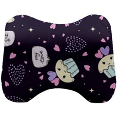 Cupcake Doodle Heart Love Head Support Cushion by Posterlux