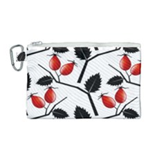 Rose Hip Pattern Branches Autumn Canvas Cosmetic Bag (medium) by Hannah976