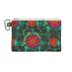 Mid Century Retro Floral 1970s 1960s Pattern 72 Canvas Cosmetic Bag (medium) by violetheavensky