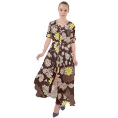 Mid Century Retro Floral 1970s 1960s Pattern 84 Waist Tie Boho Maxi Dress by violetheavensky