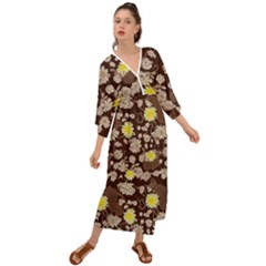 Mid Century Retro Floral 1970s 1960s Pattern 84 Grecian Style  Maxi Dress by violetheavensky