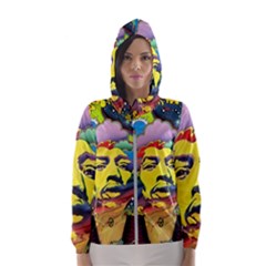 Psychedelic Rock Jimi Hendri Women s Hooded Windbreaker by Tsamara