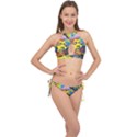 Psychedelic Rock Jimi Hendri Cross Front Halter Bikini Set View1