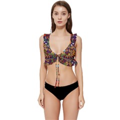 Grateful Dead Psychedelic Bears Low Cut Ruffle Edge Bikini Top by Tsamara