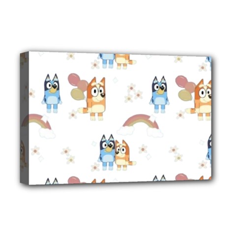 Bluey, Bluey Merch, Bluey Pattern, Bluey Bluey, Bingo, Bluey Design, Bluey Dog Deluxe Canvas 18  X 12  (stretched) by avitendut