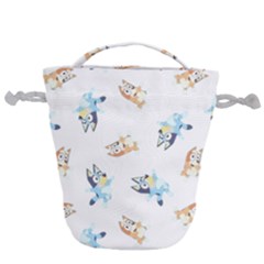 Bluey, Bluey Merch, Bluey Pattern, Bluey Bluey, Bingo, Bluey Design, Bluey Dog Drawstring Bucket Bag by avitendut