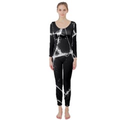 Dark Patch Art Crack Construction Long Sleeve Catsuit by Tsamara