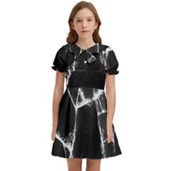 Dark Patch Art Crack Construction Kids  Bow Tie Puff Sleeve Dress by Tsamara