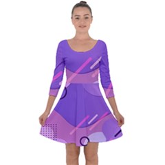Colorful Labstract Wallpaper Theme Quarter Sleeve Skater Dress by Apen