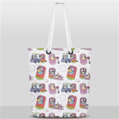 Bluey, Bluey Merch, Bluey Pattern, Bluey Bluey, Bingo, Bluey Design, Bluey Dog Full Print Rope Handle Tote (small) by avitendut