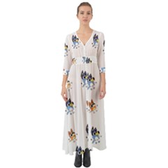Bluey, Bluey Merch, Bluey Pattern, Bluey Bluey, Bingo, Bluey Design, Bluey Dog Button Up Boho Maxi Dress by avitendut