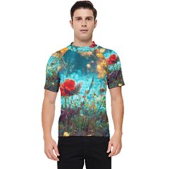 Flowers Detail Painting Nature Men s Short Sleeve Rash Guard by Anend