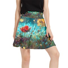Flowers Detail Painting Nature Waistband Skirt by Anend