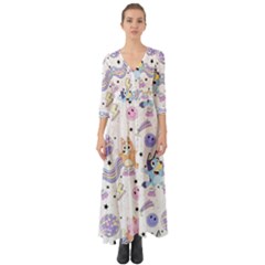 Bluey, Bluey Merch, Bluey Pattern, Bluey Bluey, Bingo, Bluey Design, Bluey Dog Button Up Boho Maxi Dress by avitendut