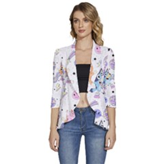 Bluey, Bluey Merch, Bluey Pattern, Bluey Bluey, Bingo, Bluey Design, Bluey Dog Women s 3/4 Sleeve Ruffle Edge Open Front Jacket by avitendut